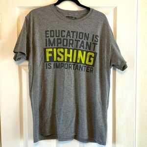 Bonehead Outfitters Education Fishing Men’s Grey crew neck T-shirt Funny XL
